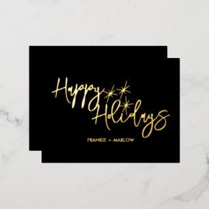 Happy Holidays Weihnachts-Business-Logo Schwarz Folien Feiertagspostkarte