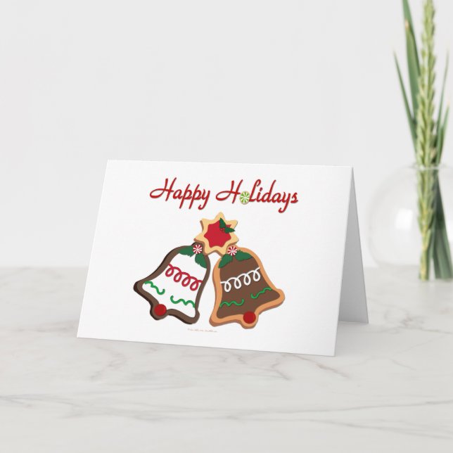 Happy Holidays Weihnachts Cookie Bells Feiertagskarte (Vorderseite)