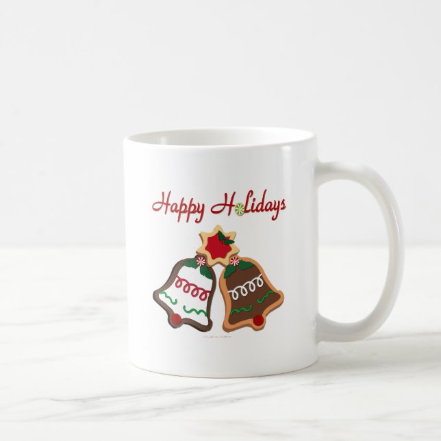 Happy Holidays Weihnachts Cookie Bells Kaffeetasse (Rechts)