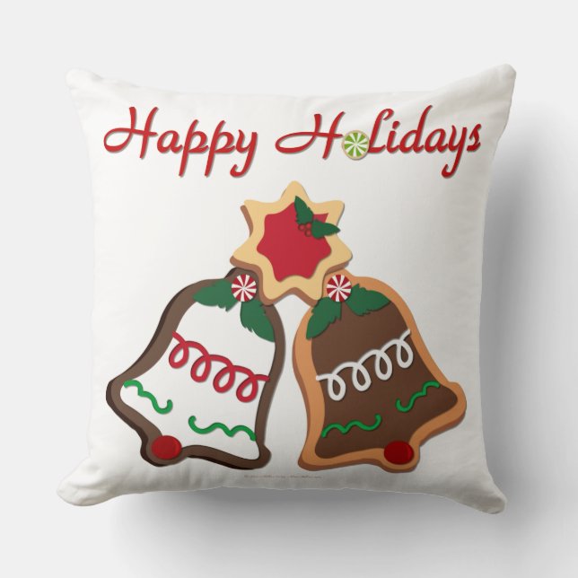 Happy Holidays Weihnachts Cookie Bells Kissen (Vorderseite)