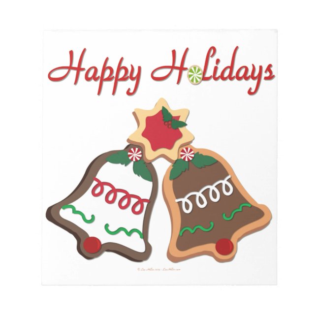 Happy Holidays Weihnachts Cookie Bells Notizblock (Vorderseite)