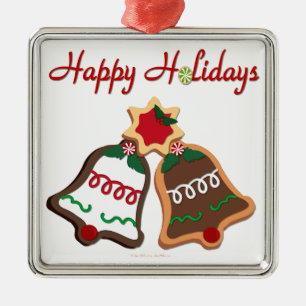 Happy Holidays Weihnachts Cookie Bells Silbernes Ornament