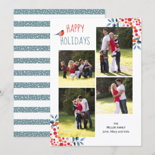 Happy Holidays Weihnachts Foto Collage Card Einladung