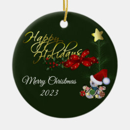 Happy Holidays Weihnachts Keramik Ornament