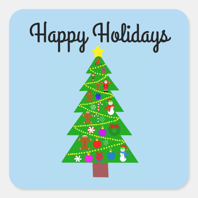 Happy Holidays Weihnachtsbaum #1-2 Stickers (Vorderseite)