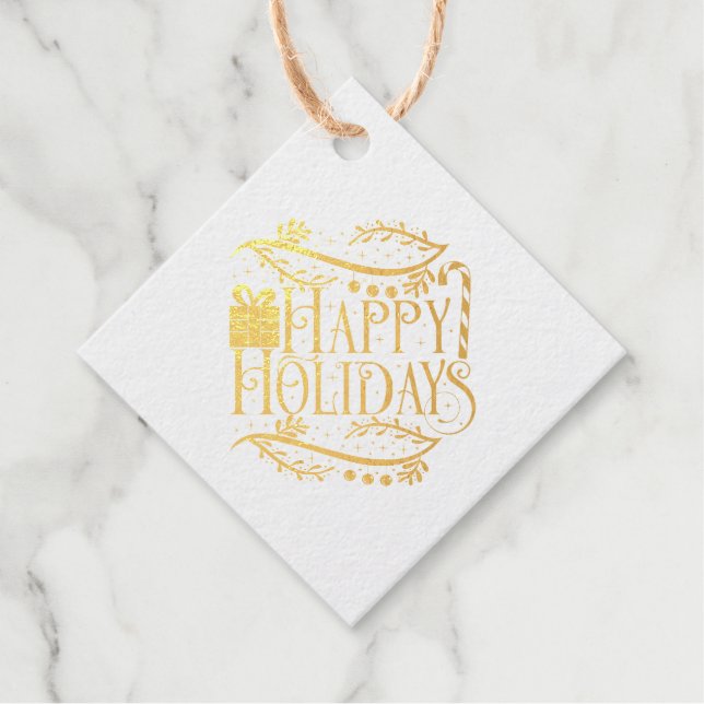 Happy Holidays Weihnachtsdesigns Geschenkanhänger (Vorderseite)