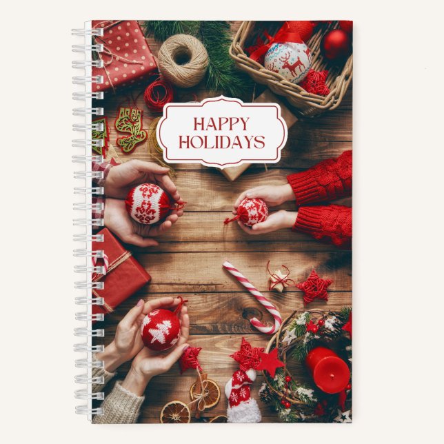 Happy Holidays Weihnachtsfeiertag Notizbuch (Vorderseite)