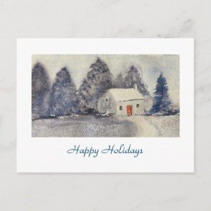 Happy Holidays Weihnachtsfeiertag Snowy Hütte Feiertagspostkarte