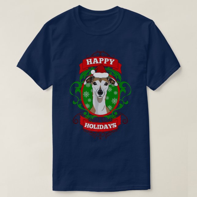 Happy Holidays Weihnachtshund Lover Weihnachtsmann T-Shirt (Design vorne)