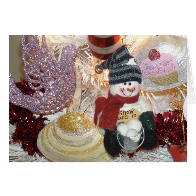 Happy Holidays Weihnachtskarte mit niedlichem Schn (Vorderseite (Horizontal))