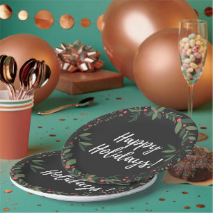 Happy Holidays Weihnachtskranz Pappteller