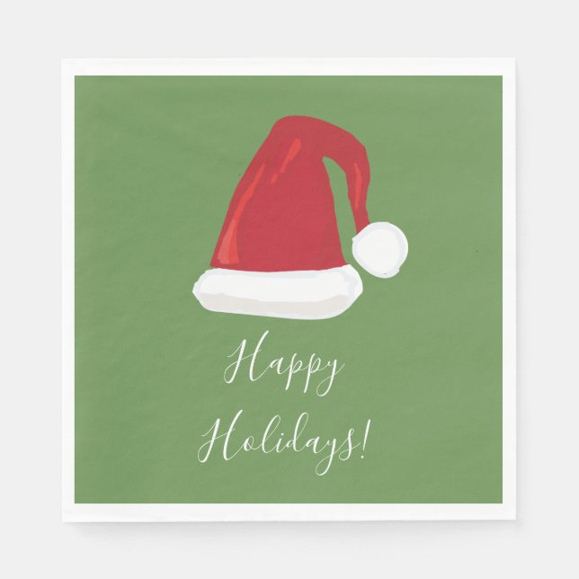Happy Holidays Weihnachtsmannmütze Paper Napkins Serviette (Vorderseite)