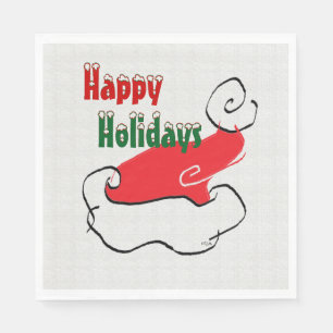 Happy Holidays Weihnachtsmannmütze Serviette