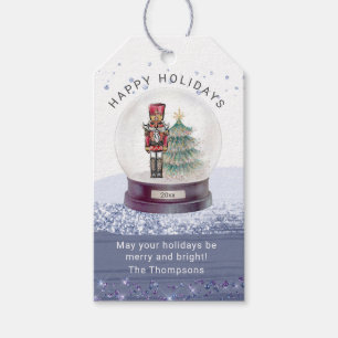 Happy Holidays Weihnachtsschnee Globe Nutcracker Geschenkanhänger