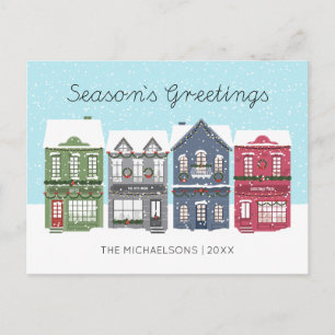 Happy Holidays Weihnachtsstadt Foto Holiday Card Feiertagspostkarte