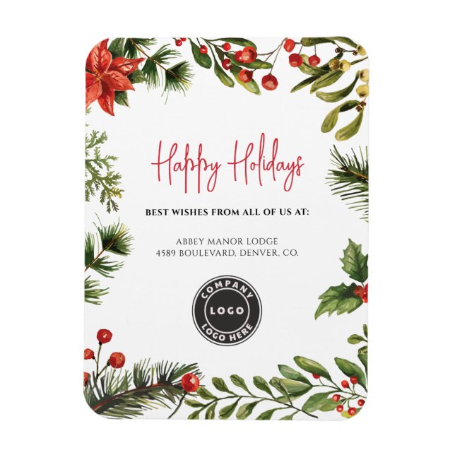 Happy Holidays Weihnachtswünsche für Business-Logo Magnet (Vertikal)