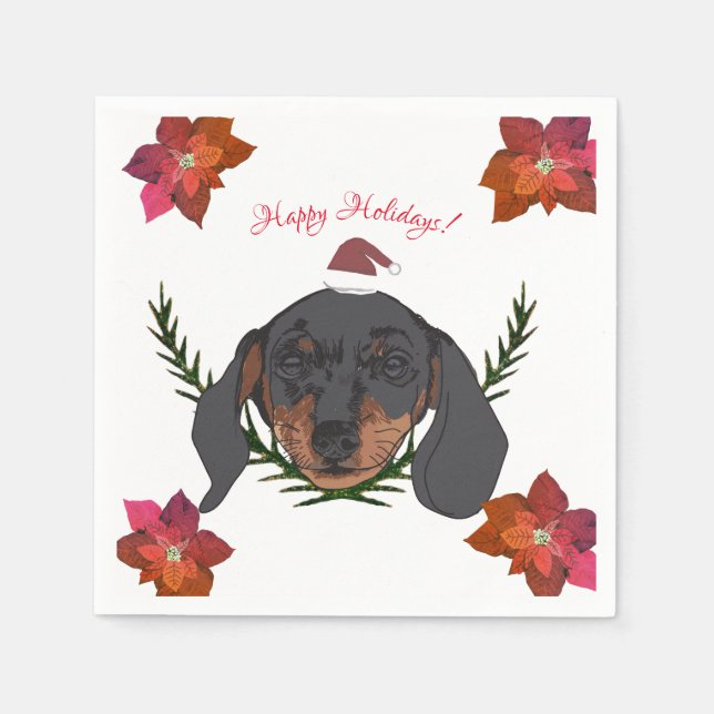 Happy Holidays Weiner Dog Serviette (Vorderseite)