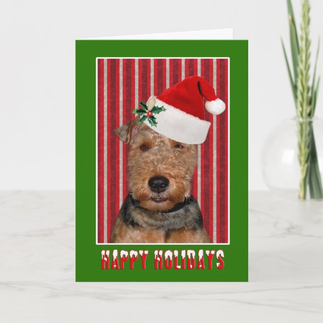 Happy Holidays Welsh Terrier Feiertagskarte (Vorderseite)