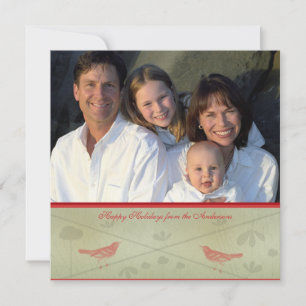 Happy Holidays Whimsical Red Bird Card Einladung