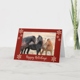 Happy Holidays Wilde Horses Card Dankeskarte