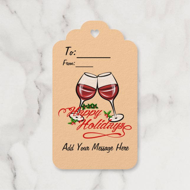 Happy Holidays Wine Geschenkanhänger (Rückseite)