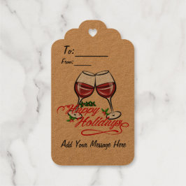 Happy Holidays Wine Geschenkanhänger