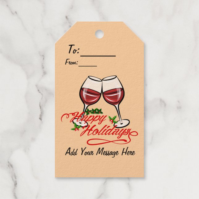 Happy Holidays Wine Geschenkanhänger (Rückseite)