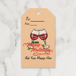 Happy Holidays Wine Geschenkanhänger