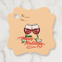Happy Holidays Wine Geschenkanhänger