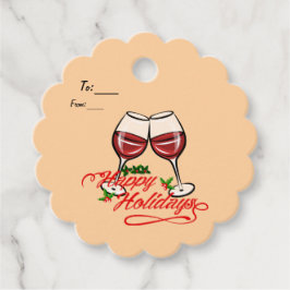 Happy Holidays Wine Geschenkanhänger