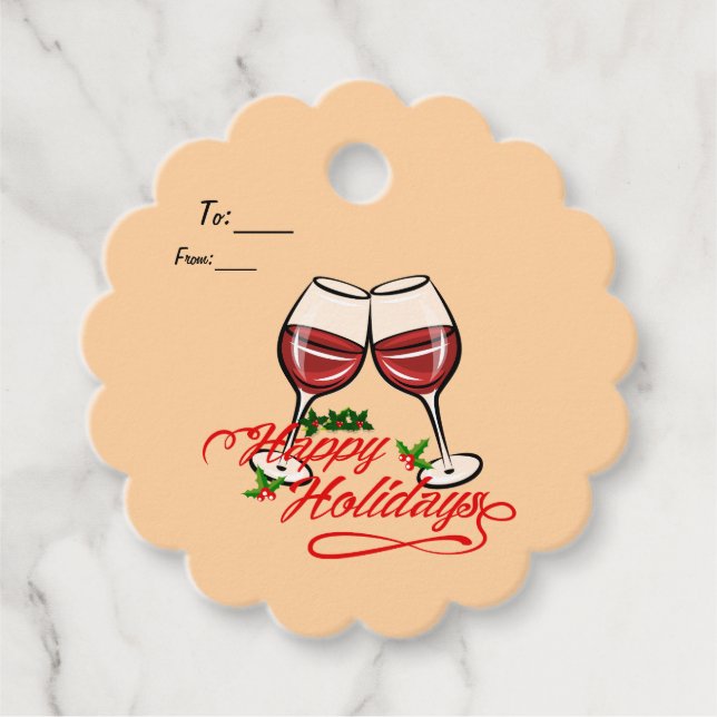 Happy Holidays Wine Geschenkanhänger (Vorderseite)