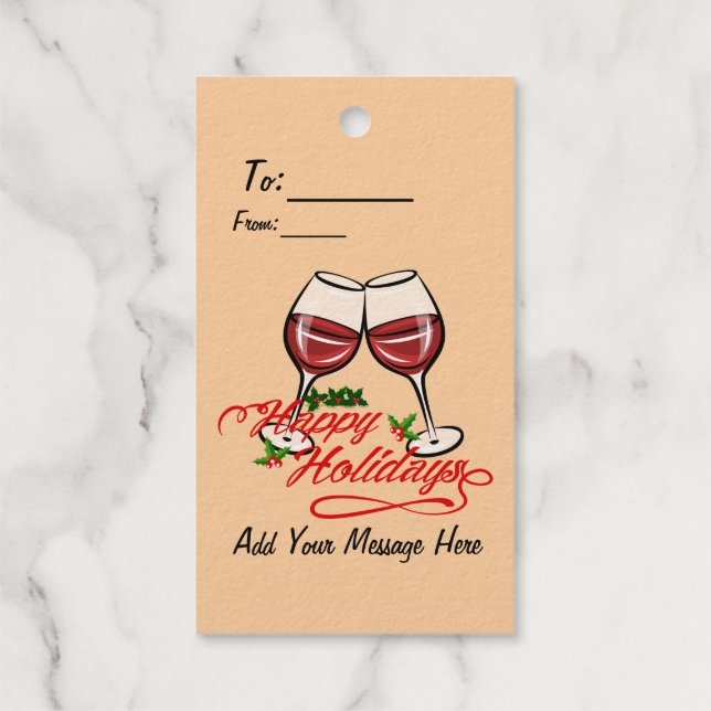 Happy Holidays Wine Geschenkanhänger (Rückseite)