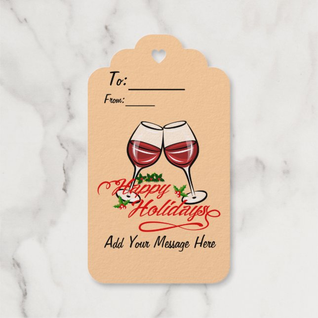 Happy Holidays Wine Geschenkanhänger (Rückseite)