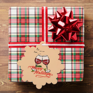 Happy Holidays Wine Ornament Karte
