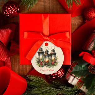 Happy Holidays Winter Lanterns Gift Tags Geschenkanhänger