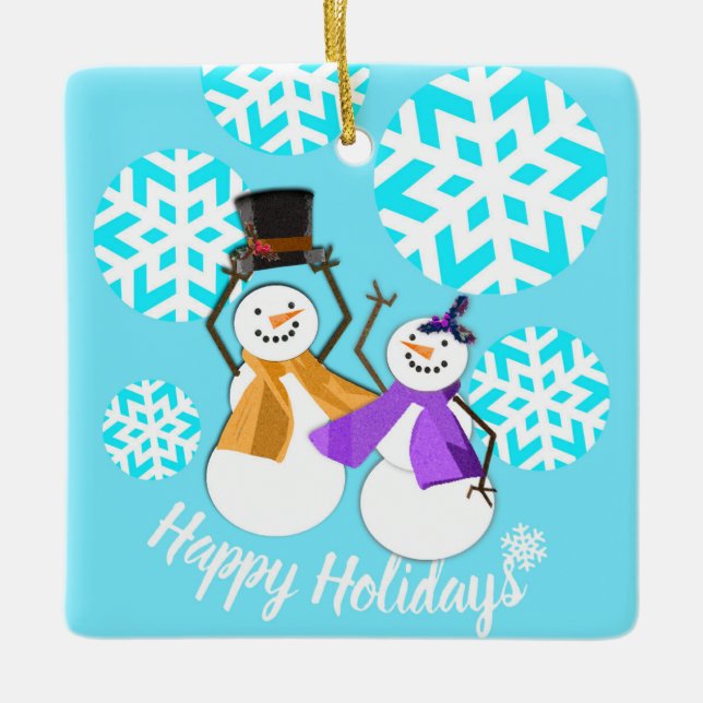 HAPPY HOLIDAYS | Winterfreunde | Keramikornament (Vorderseite)