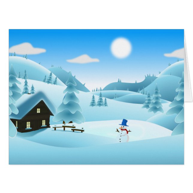 "HAPPY HOLIDAYS" WINTERLANDSCHAFT (Vorderseite (Horizontal))