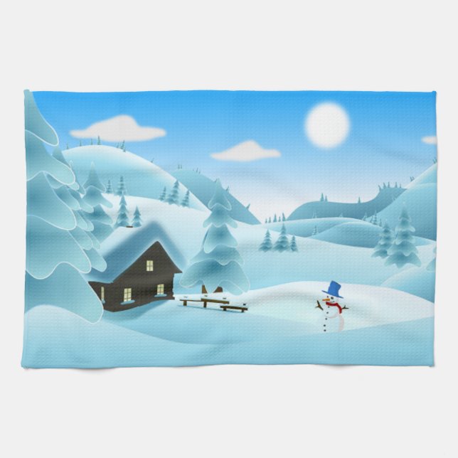 "HAPPY HOLIDAYS" WINTERLANDSCHAFT HANDTUCH (Horizontal)