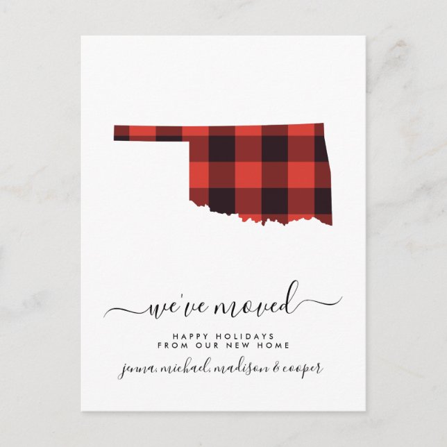 Happy Holidays | Wir haben uns bewegt | Oklahoma Postkarte (Vorderseite)