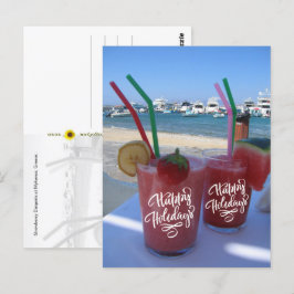 Happy Holidays with Strawberry Daiquiris - Postkarte