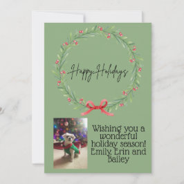 Happy Holidays Wreath Card Einladung