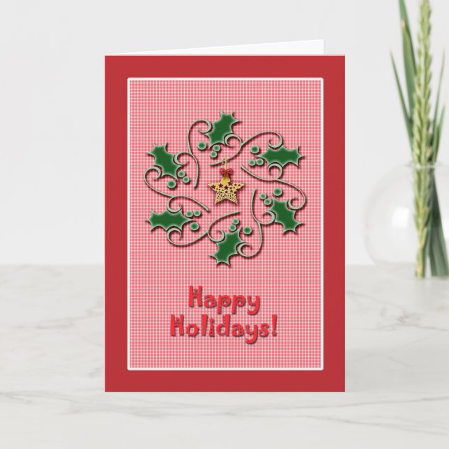 Happy Holidays Wreath Card Feiertagskarte (Vorderseite)