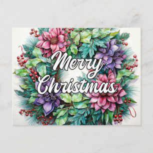 Happy Holidays Wreath   Frohe Weihnachten Postkarte