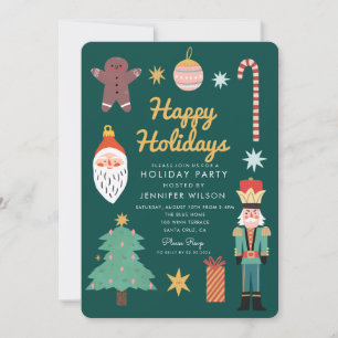 Happy Holidays XmasMerry Whimsical Holiday Party Einladung