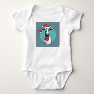 Happy Holidays Ziege mit Weihnachtsmannmütze, Weih Baby Strampler