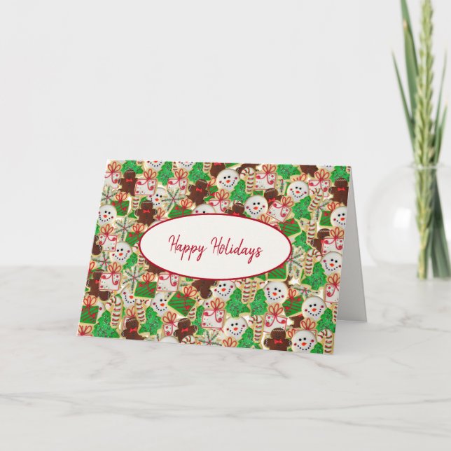 Happy Holidays Zucker-Cookies-Karte Karte (Vorderseite)