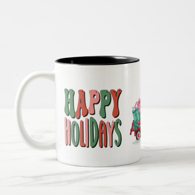 Happy Holidays Zweifarbige Tasse (Links)