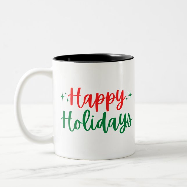 Happy Holidays Zweifarbige Tasse (Links)