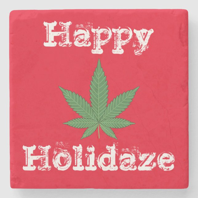 Happy Holidaze Personalisiert Steinuntersetzer (Vorderseite)
