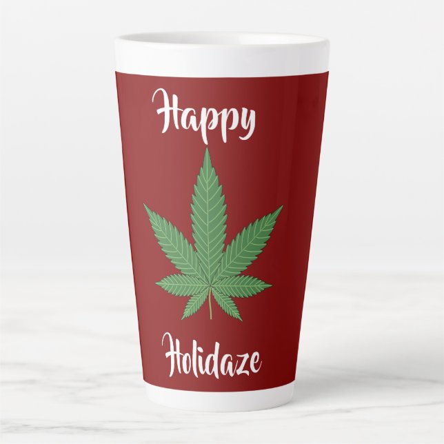 Happy Holidaze Weed Leaf Personalisiert Milchtasse (Vorderseite)
